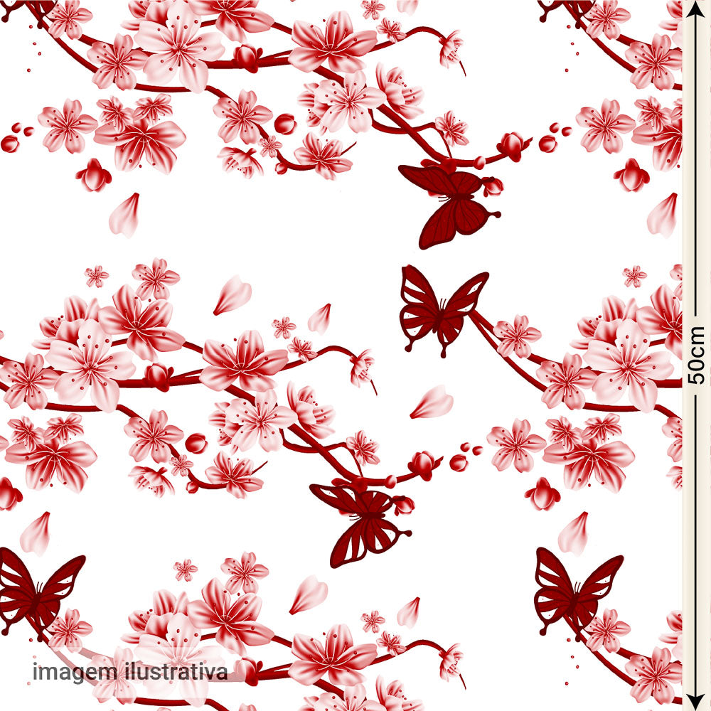 Oxford Digital Borboletas e Flores Branco