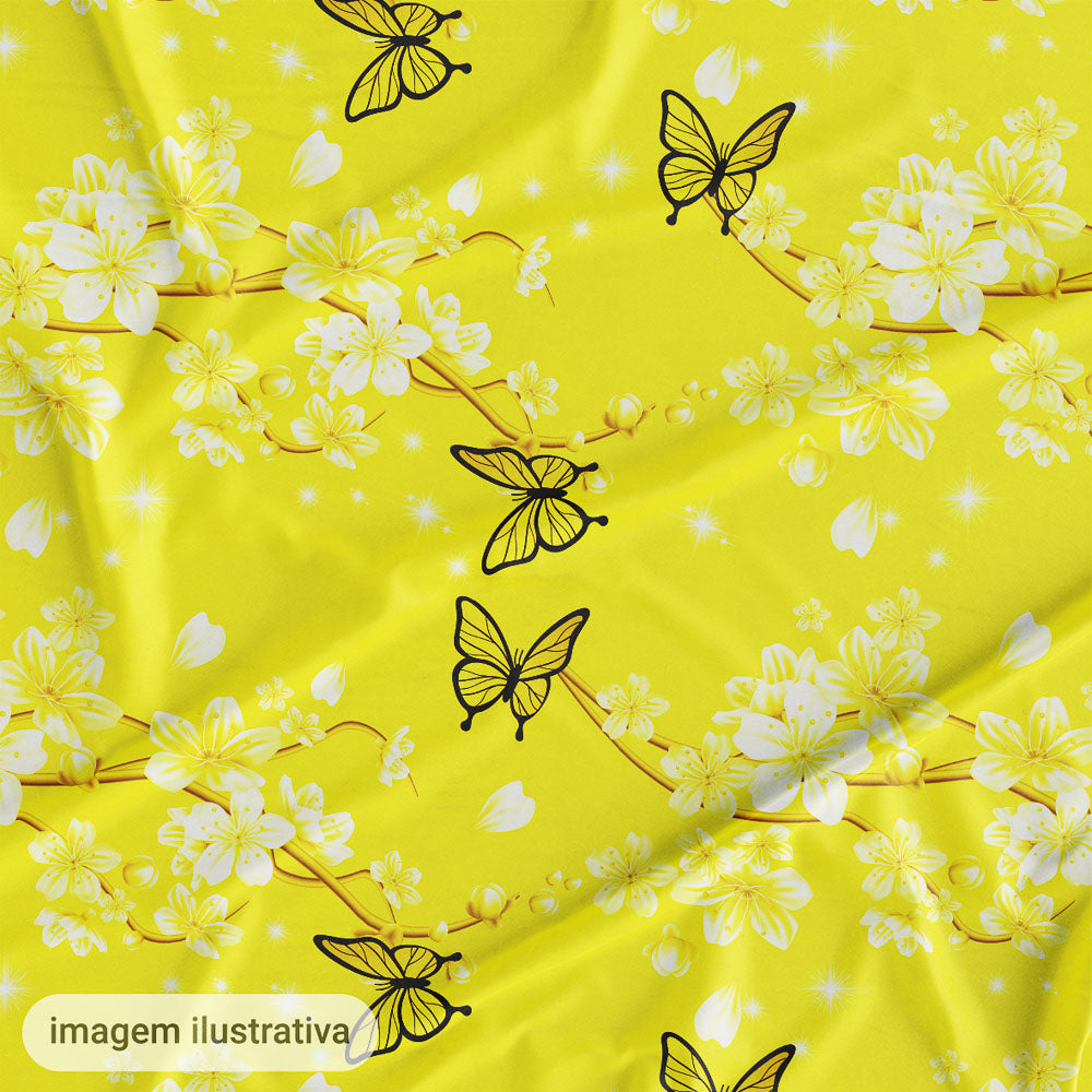 Oxford Digital Borboletas e Flores Amarelo