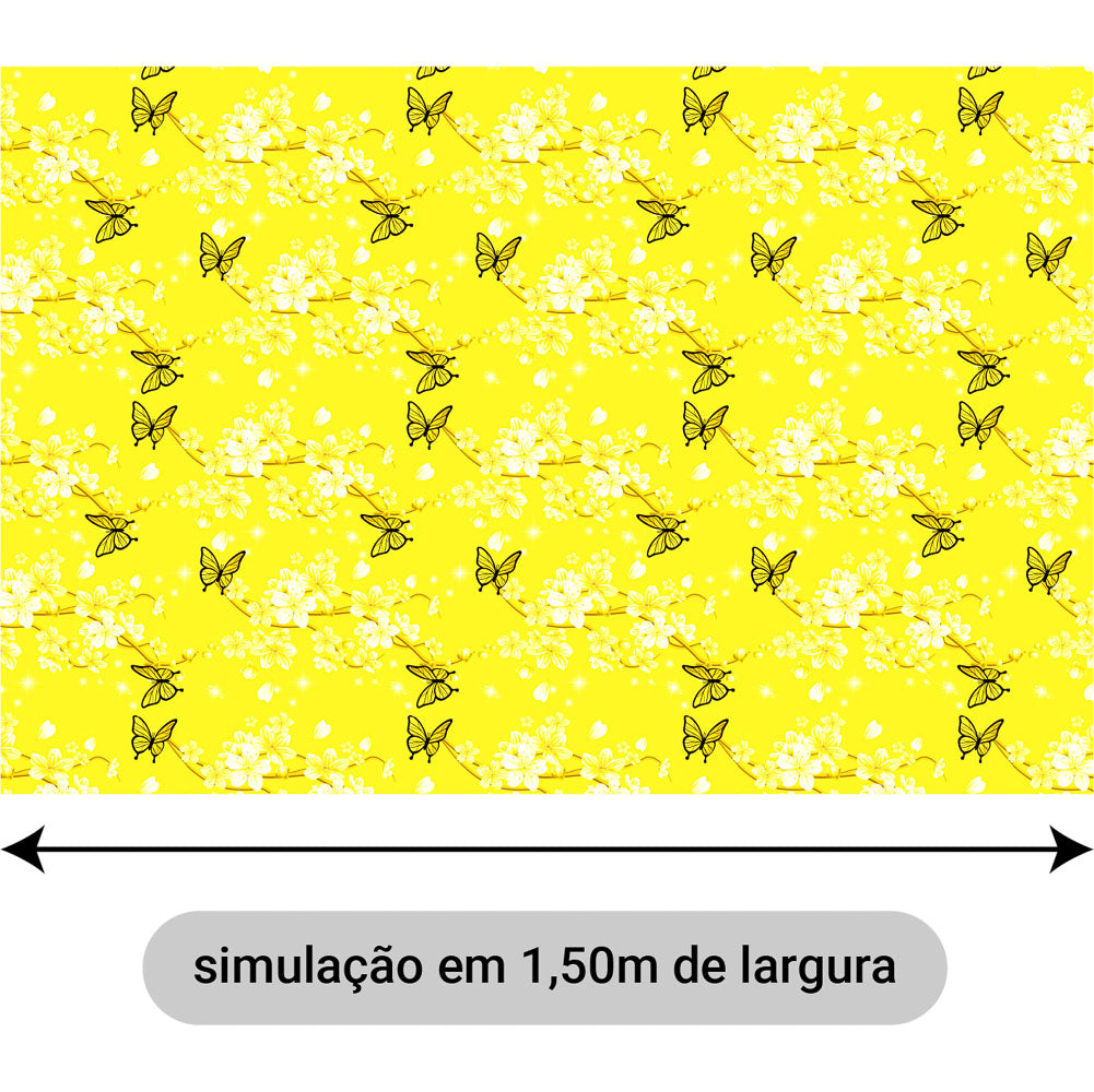 Oxford Digital Borboletas e Flores Amarelo