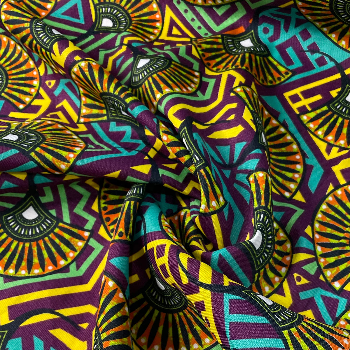 Oxford Afro Leques Dourados Fundo Beterraba