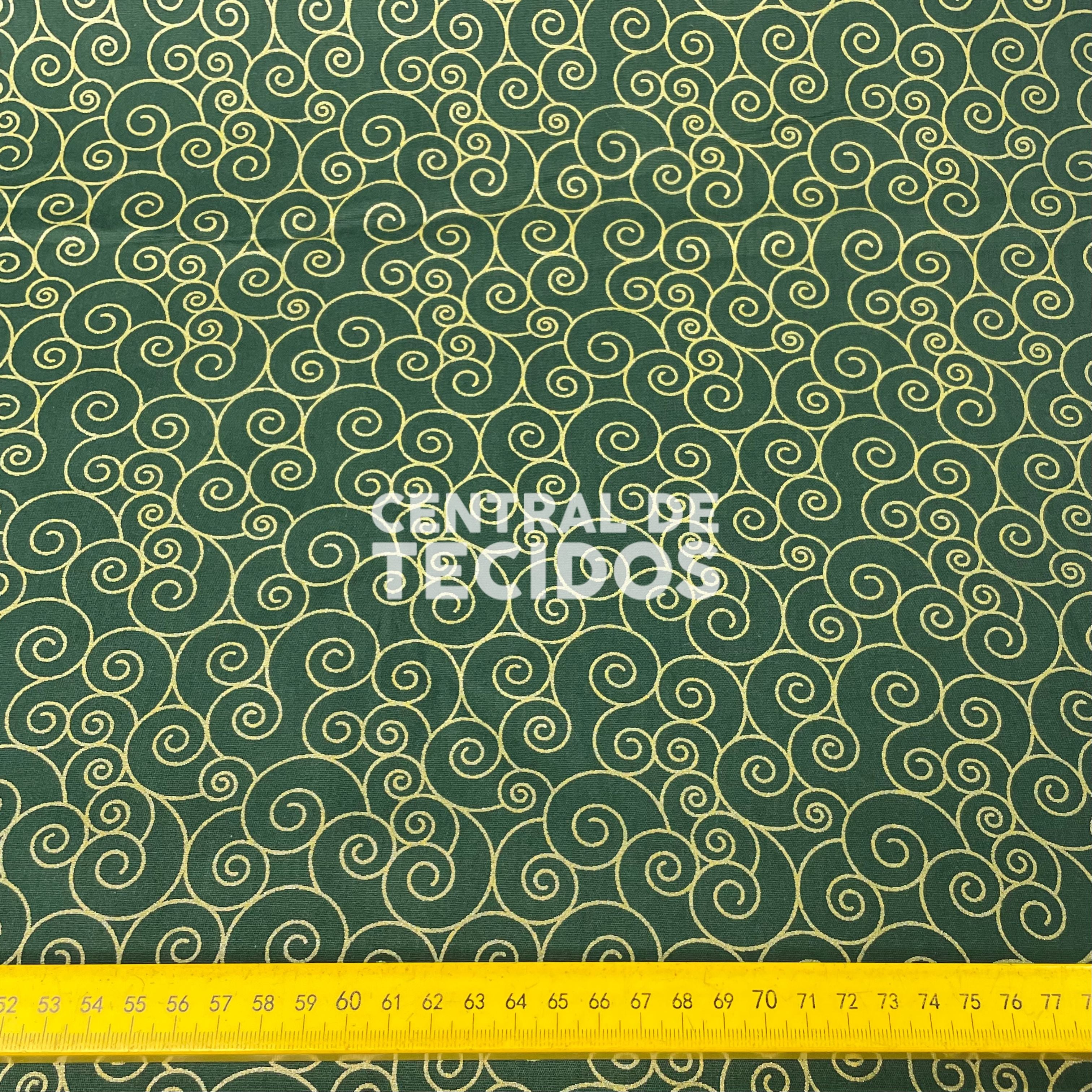 Tricoline Natalino Arabesco Dourado Fundo Verde