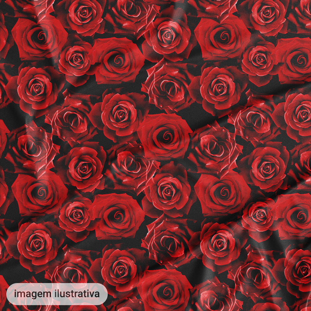 Oxford Digital Rosas Reais Vermelhas Fundo Preto