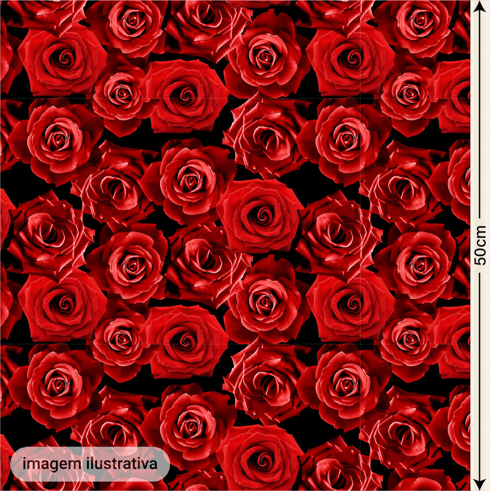 Oxford Digital Rosas Reais Vermelhas Fundo Preto