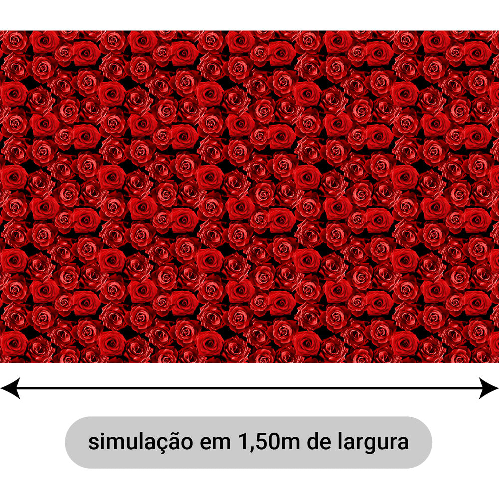 Oxford Digital Rosas Reais Vermelhas Fundo Preto