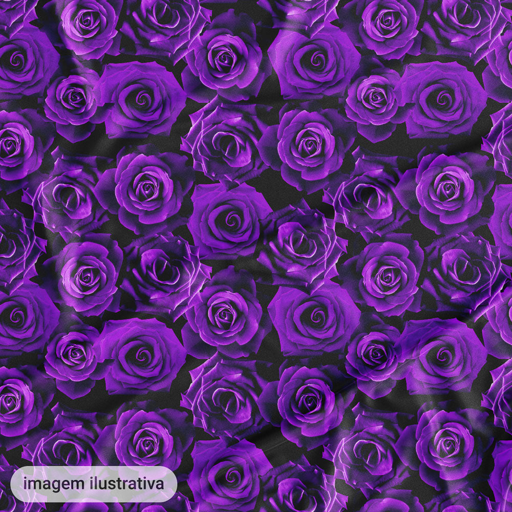 Oxford Digital Rosas Reais Roxo Fundo Preto