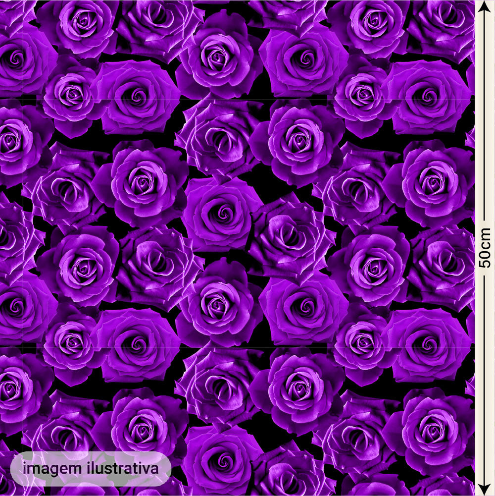 Oxford Digital Rosas Reais Roxo Fundo Preto
