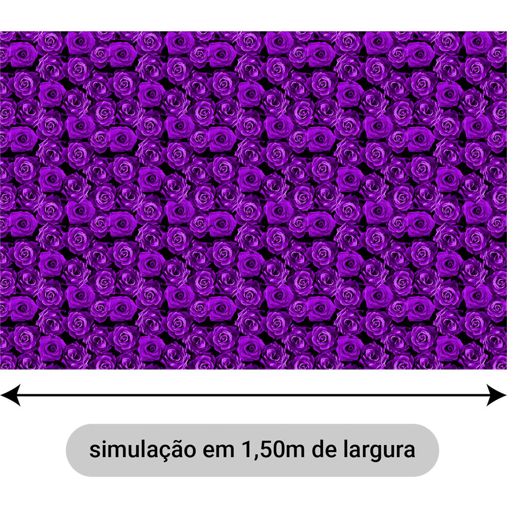 Oxford Digital Rosas Reais Roxo Fundo Preto