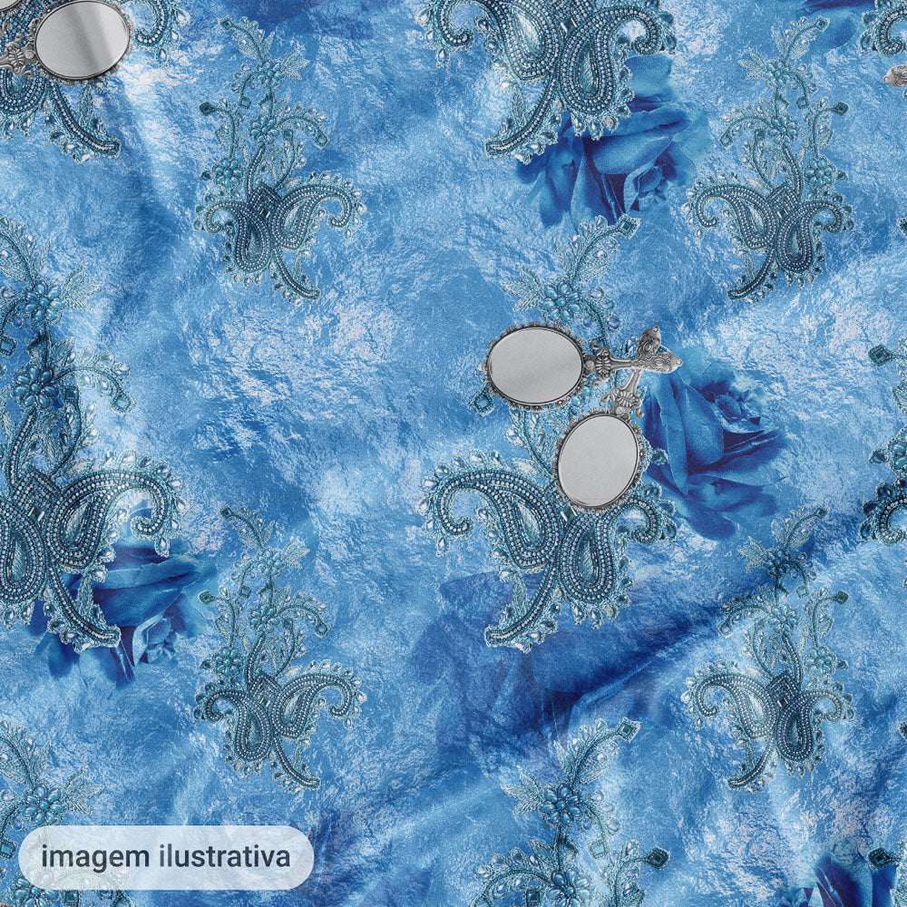 Oxford Digital Paisley Espelhos Azul
