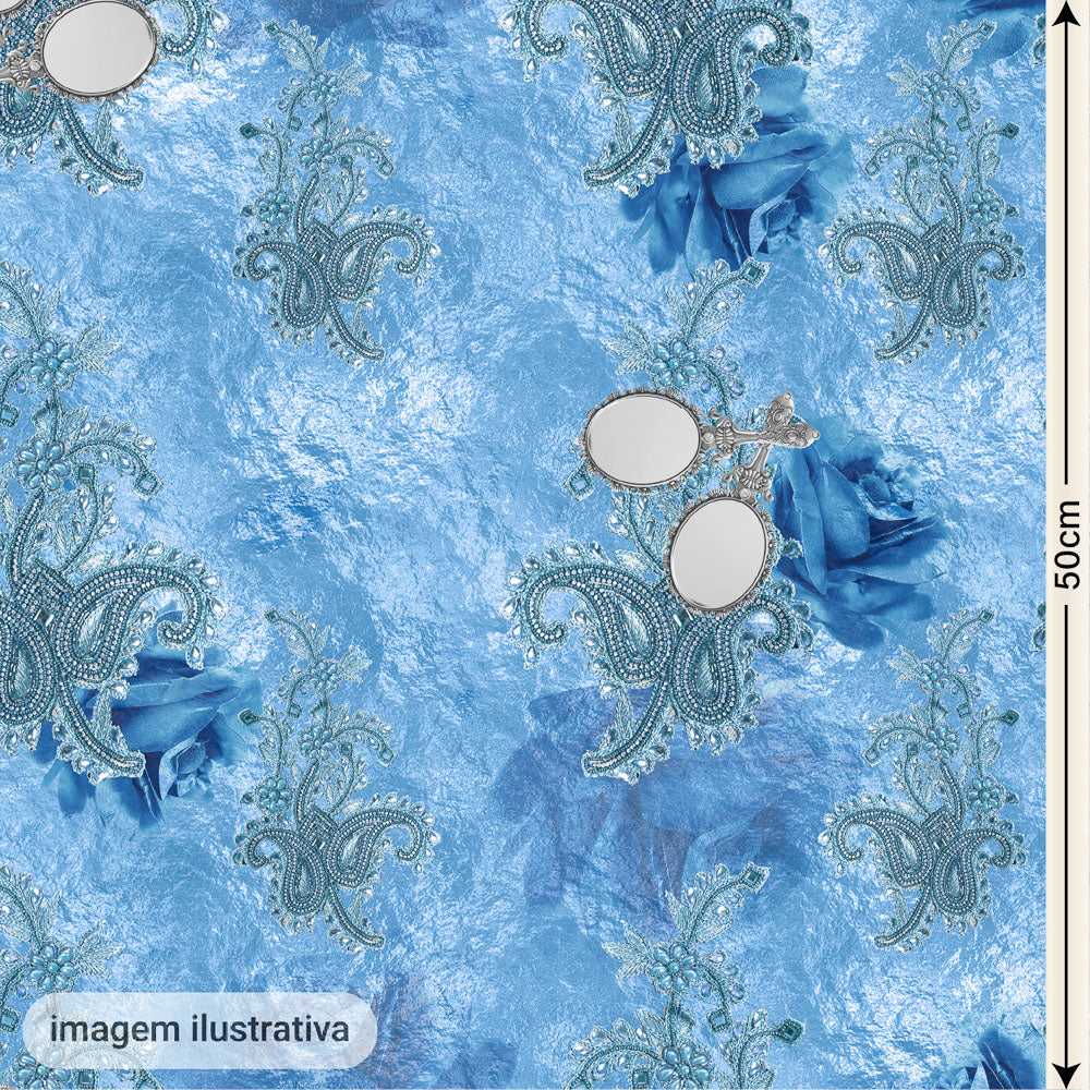 Oxford Digital Paisley Espelhos Azul