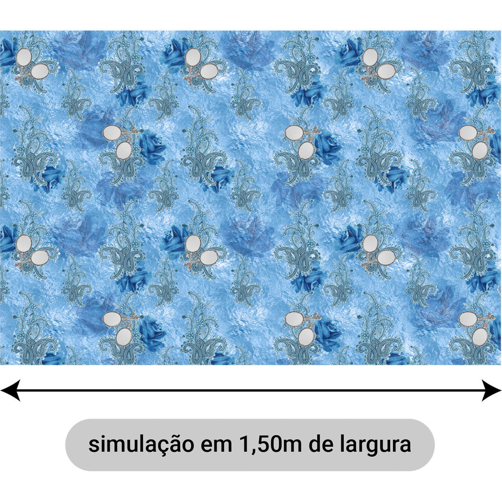 Oxford Digital Paisley Espelhos Azul