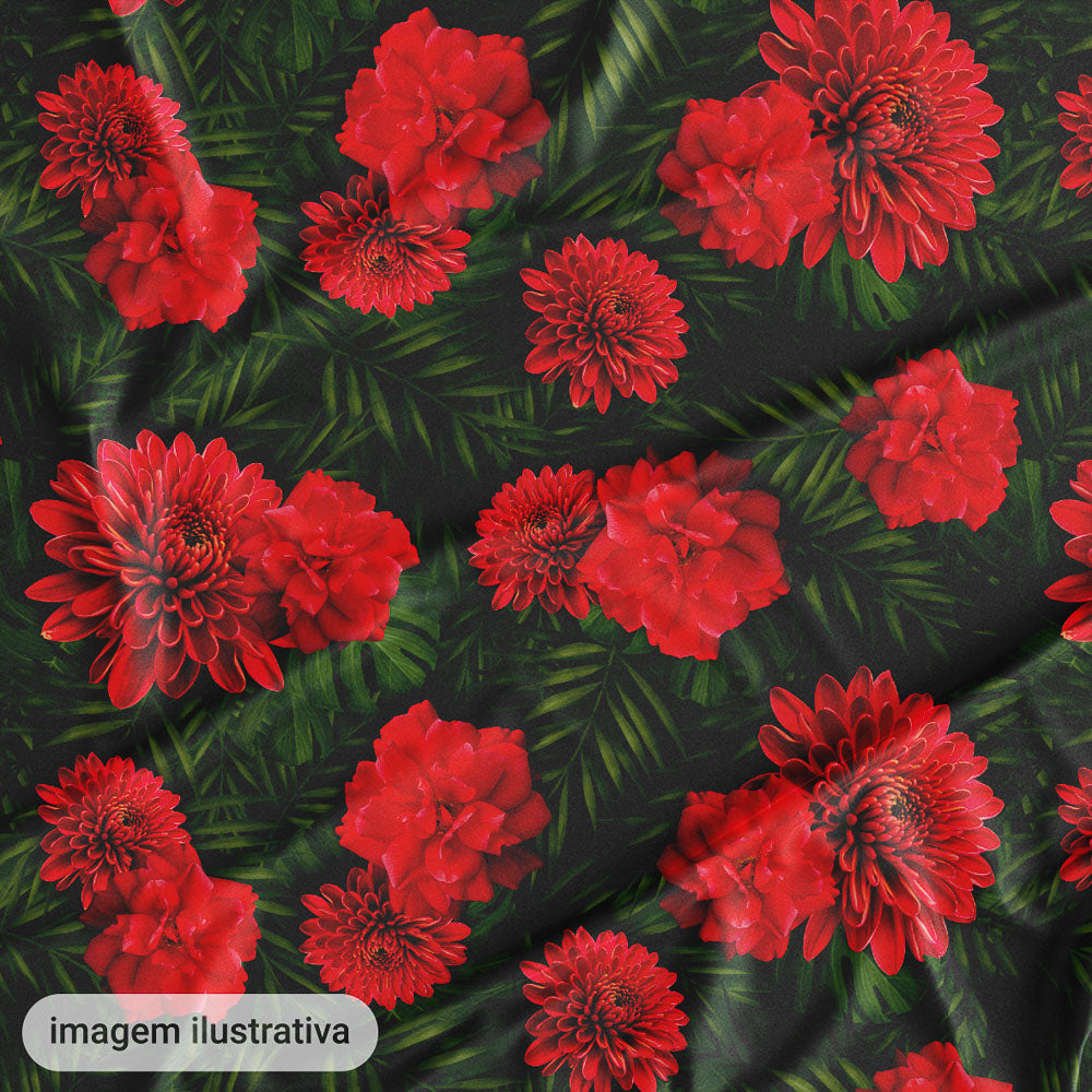 Oxford Orixás Folhagem e Flor Vermelha