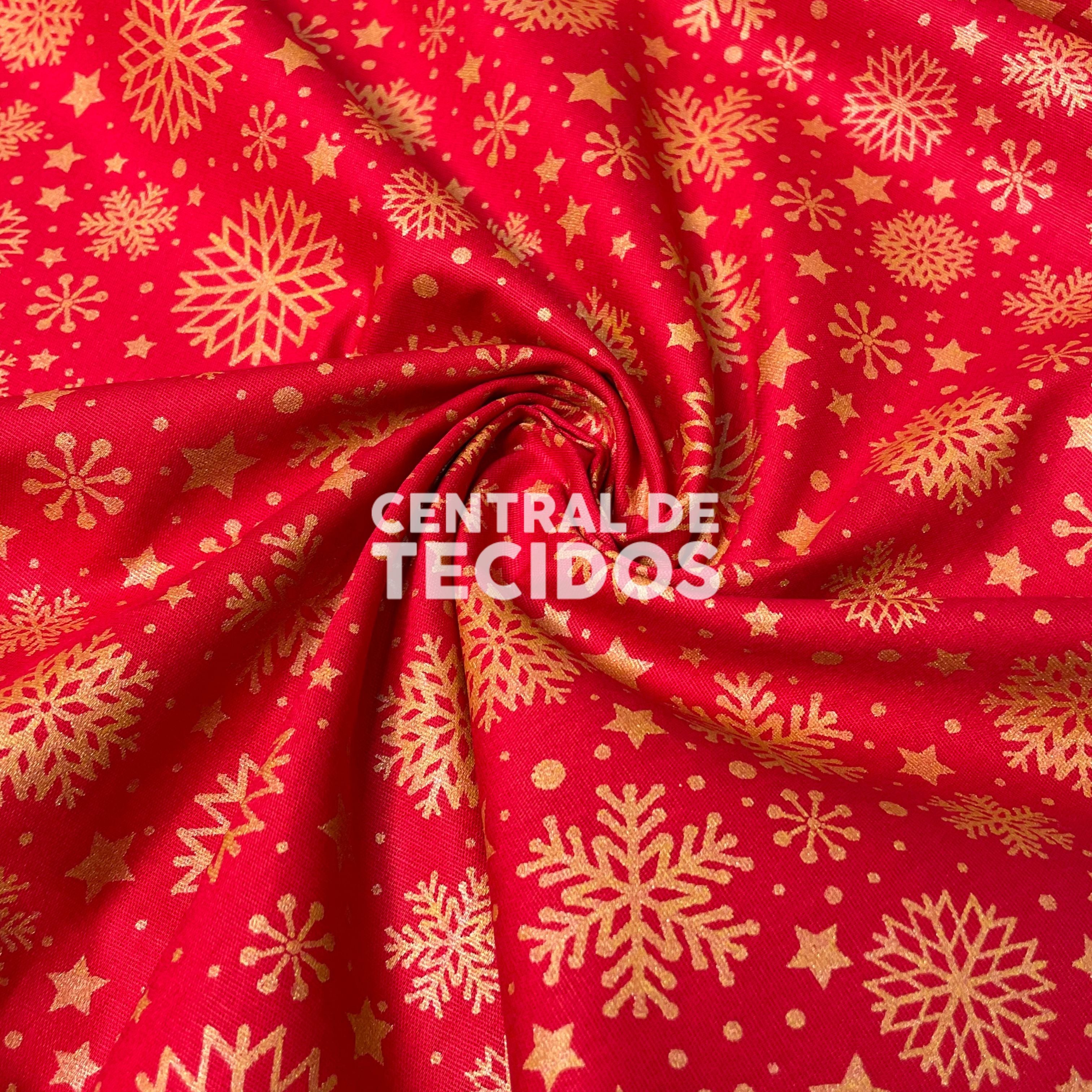 Tricoline Natalino Natal Celestial Dourado e Vermelho