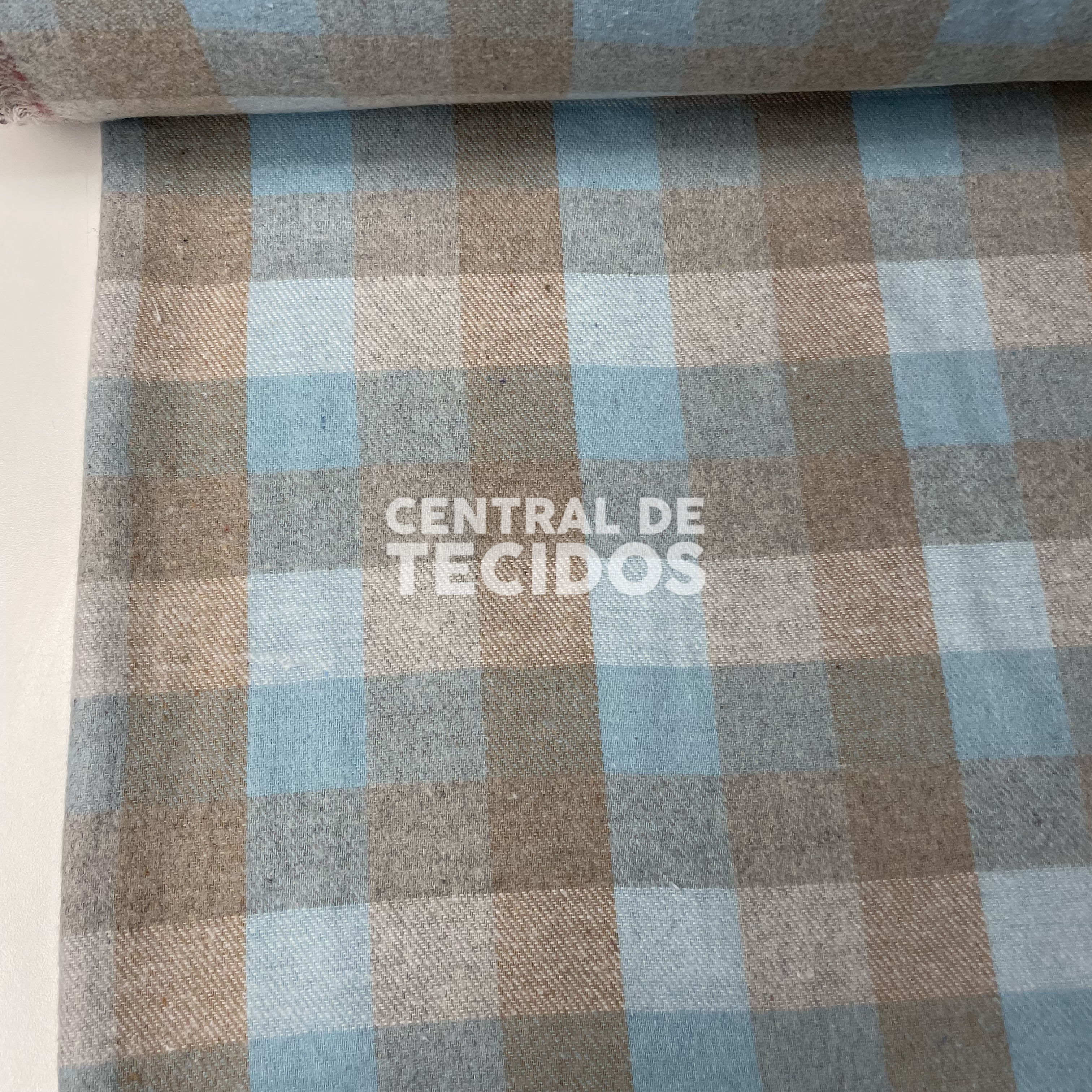 Flanela Felpada Areia e Azul Bebê