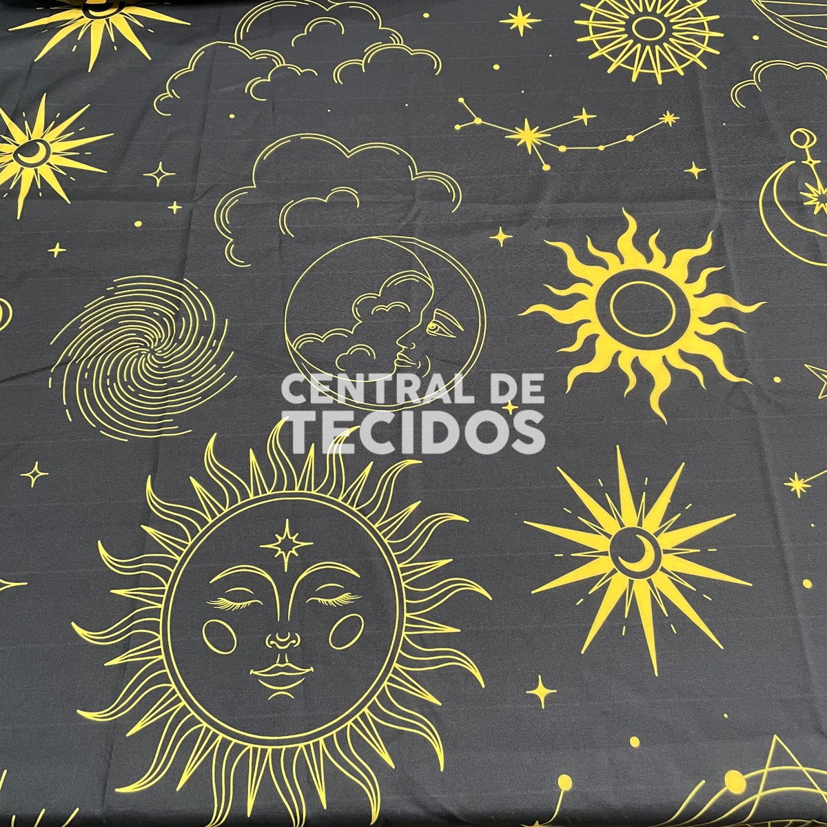 Toque de Seda Místico Preto e Dourado Grande
