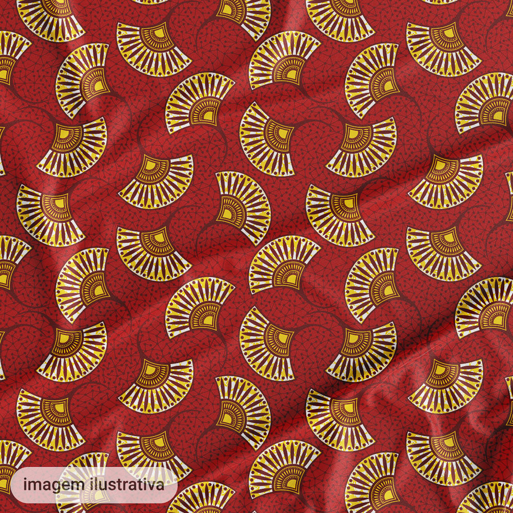 Oxford Digital Leque Vermelho e Dourado