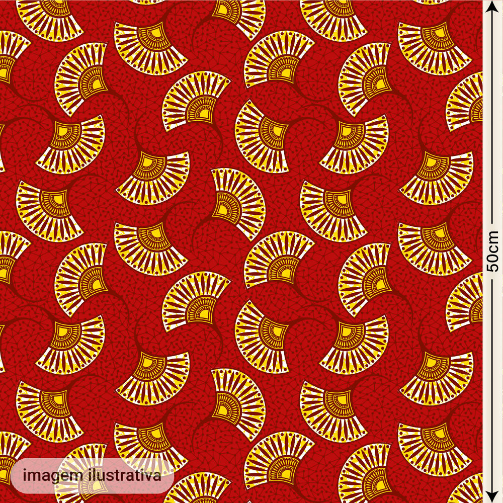 Oxford Digital Leque Vermelho e Dourado