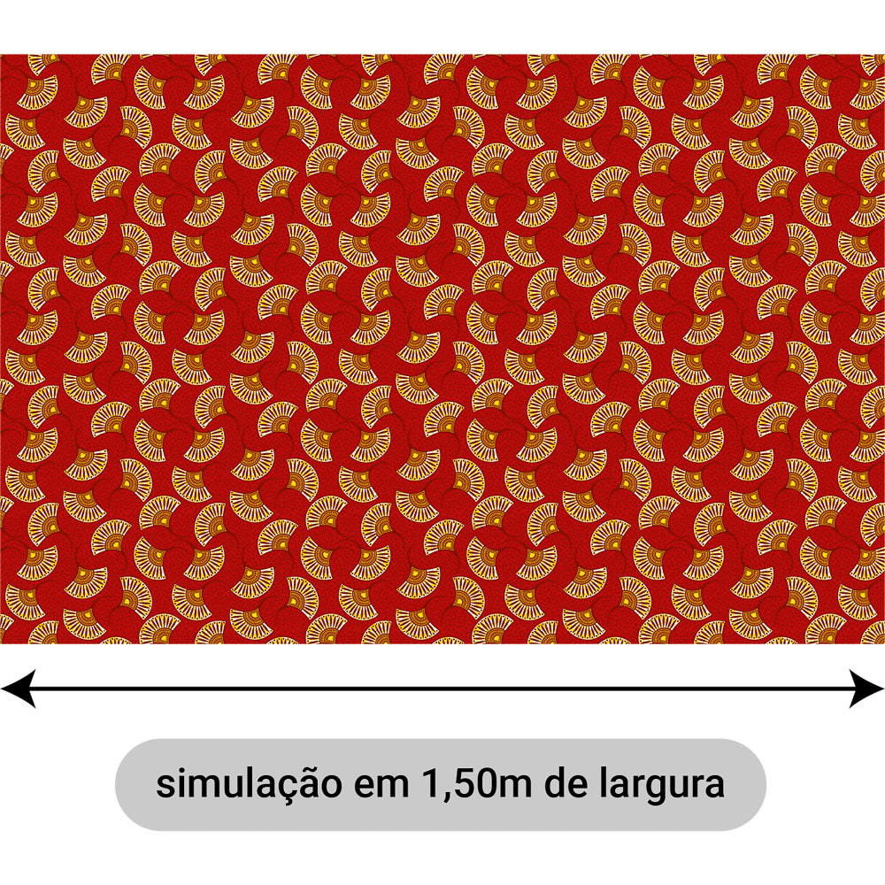 Oxford Digital Leque Vermelho e Dourado