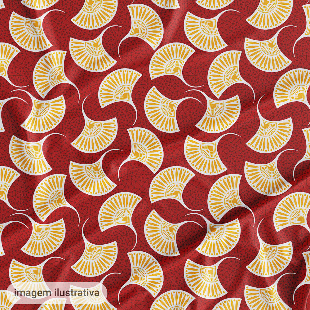 Oxford Digital Leque Vermelho e Bege