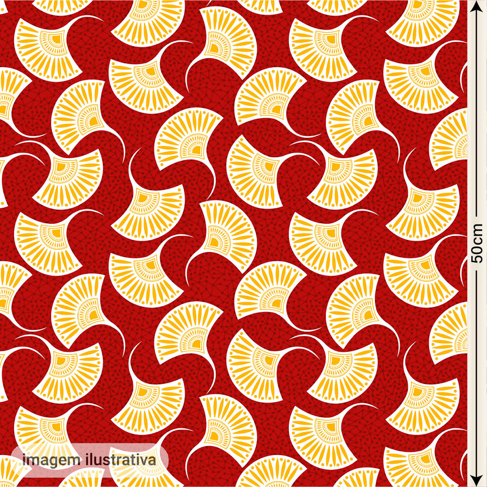 Oxford Digital Leque Vermelho e Bege