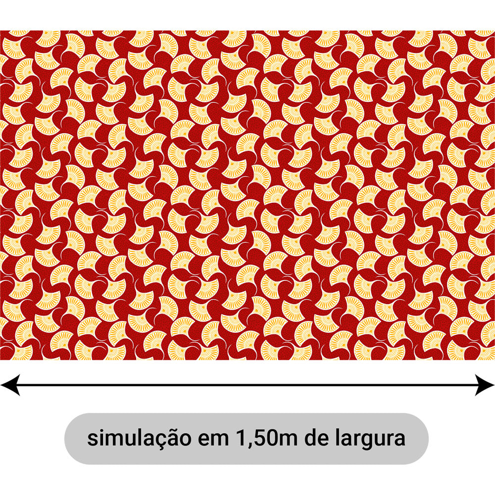 Oxford Digital Leque Vermelho e Bege