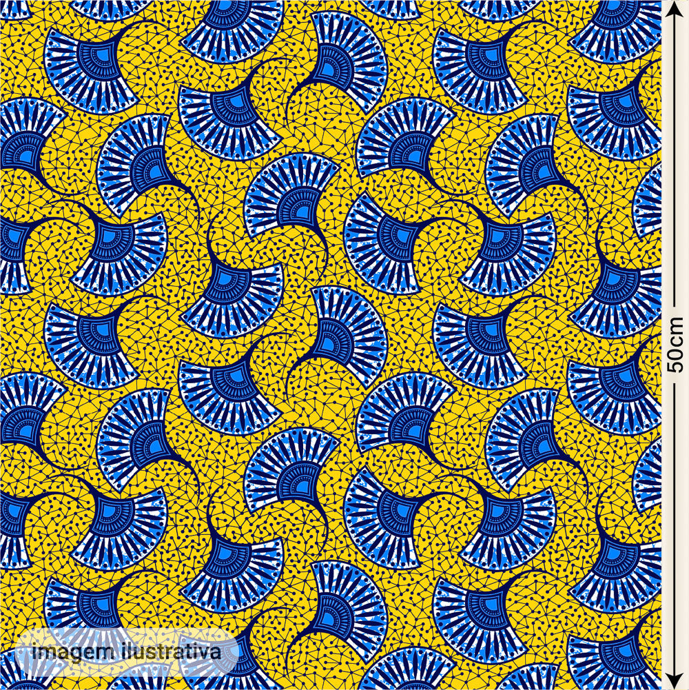 Oxford Digital Leque Azul e Amarelo