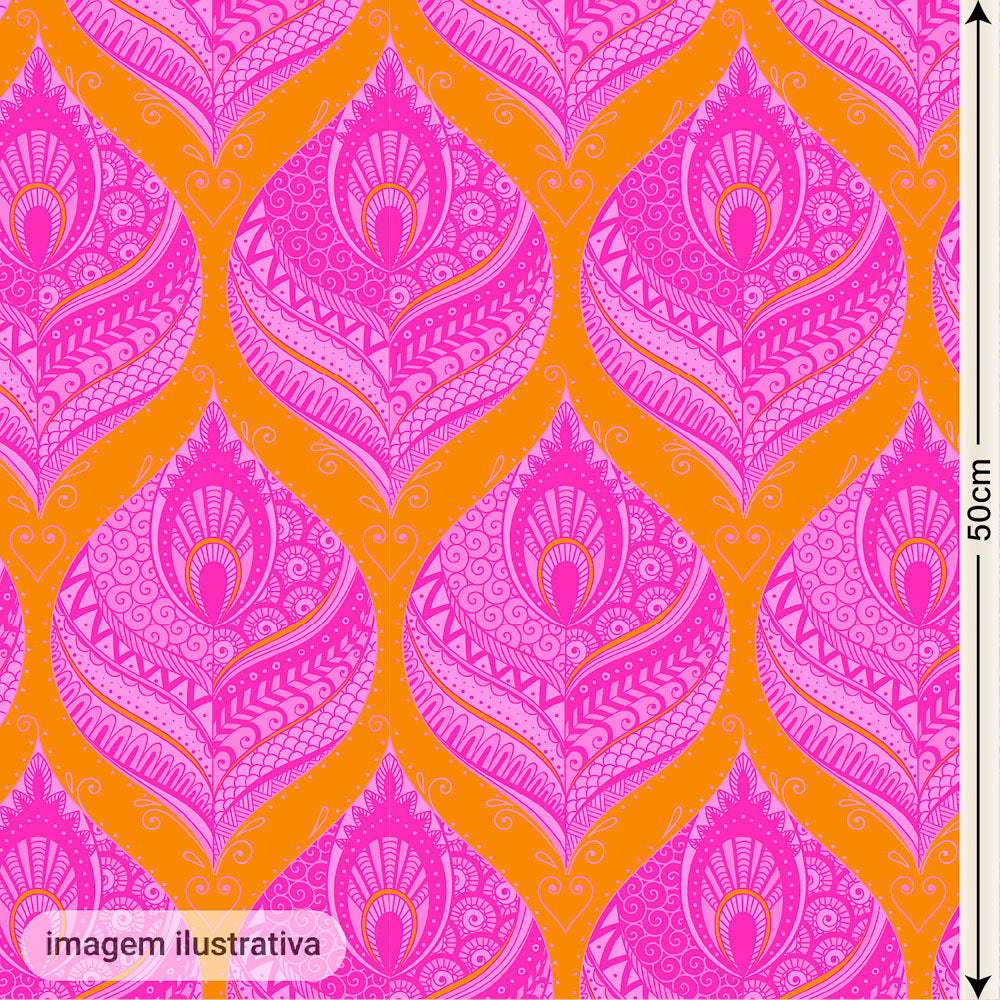 Oxford Digital Indiano Rosa e Laranja