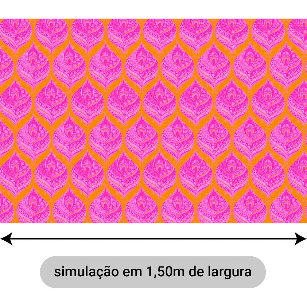 Oxford Digital Indiano Rosa e Laranja