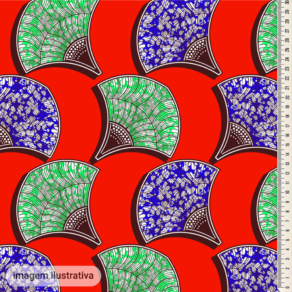 Oxford Digital Indiano Azul e Verde Fundo Vermelho