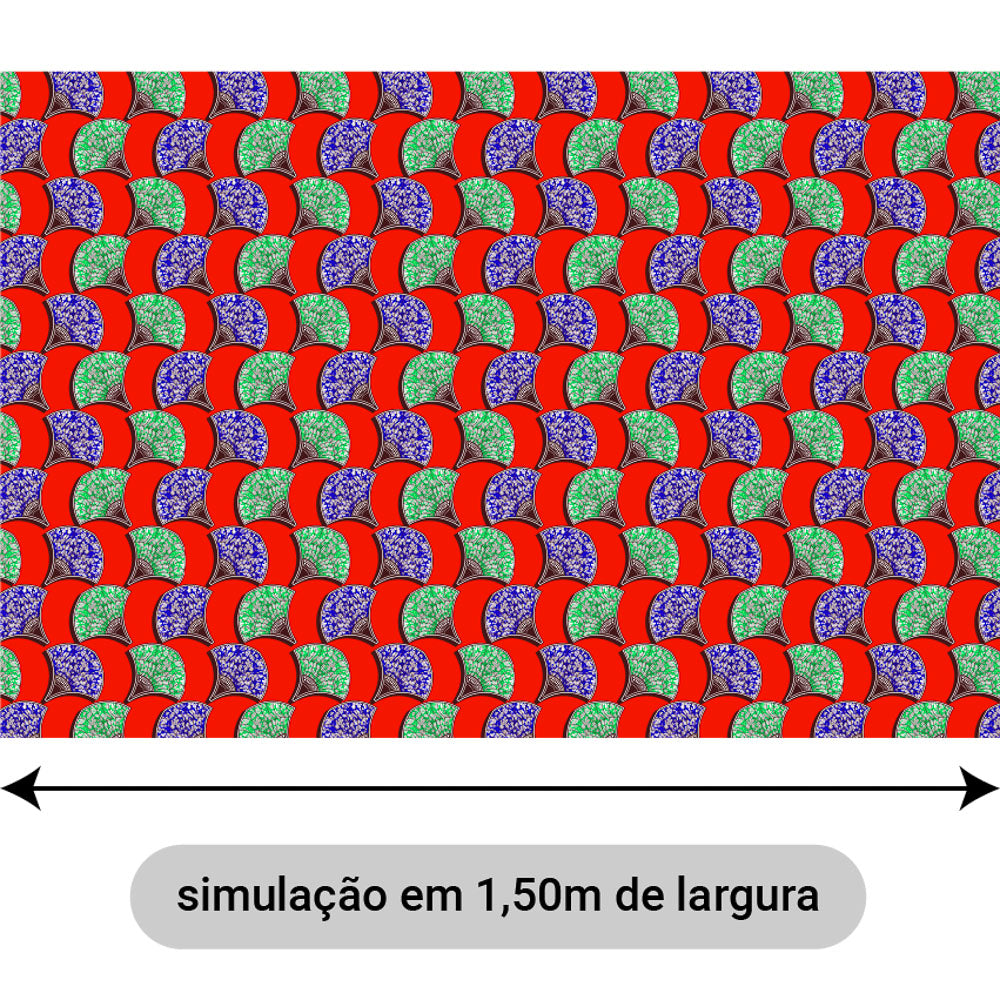 Oxford Digital Indiano Azul e Verde Fundo Vermelho