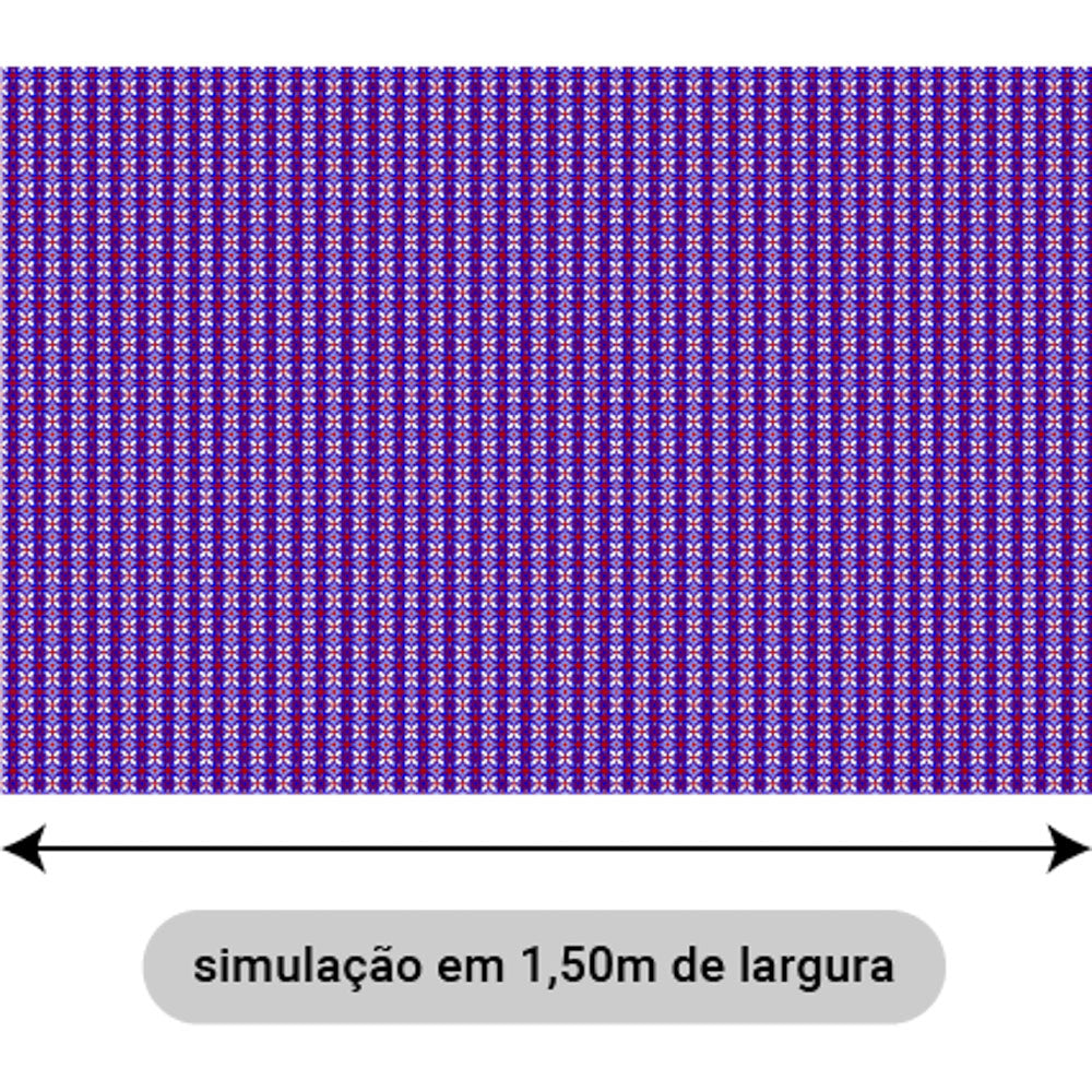 Oxford Digital Geométrico Mosaico Azul e Vermelho