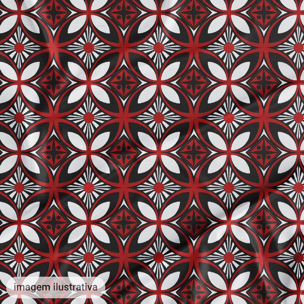 Oxford Digital Geométrico Mosaico Vermelho e Preto