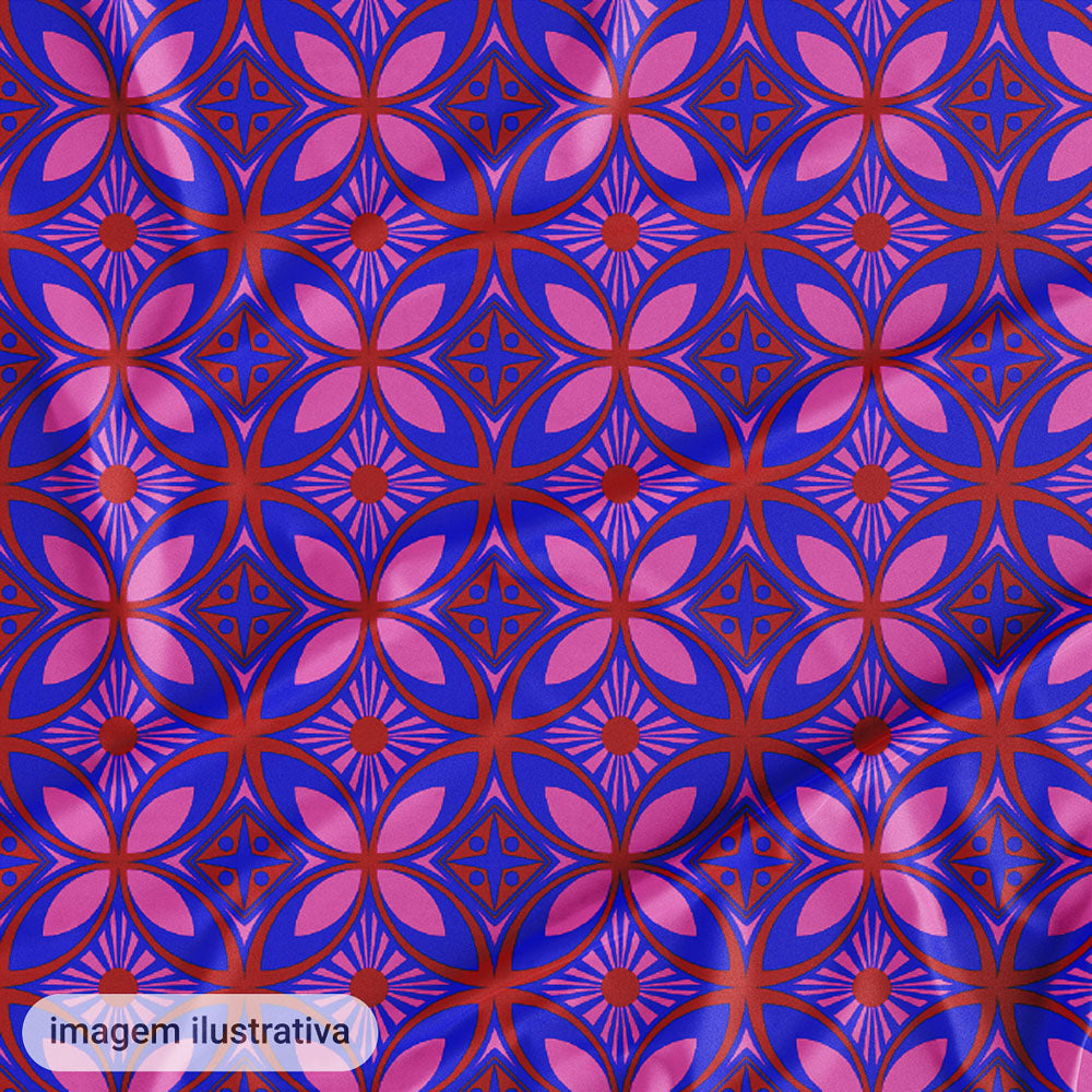 Oxford Digital Geométrico Mosaico Azul e Rosa
