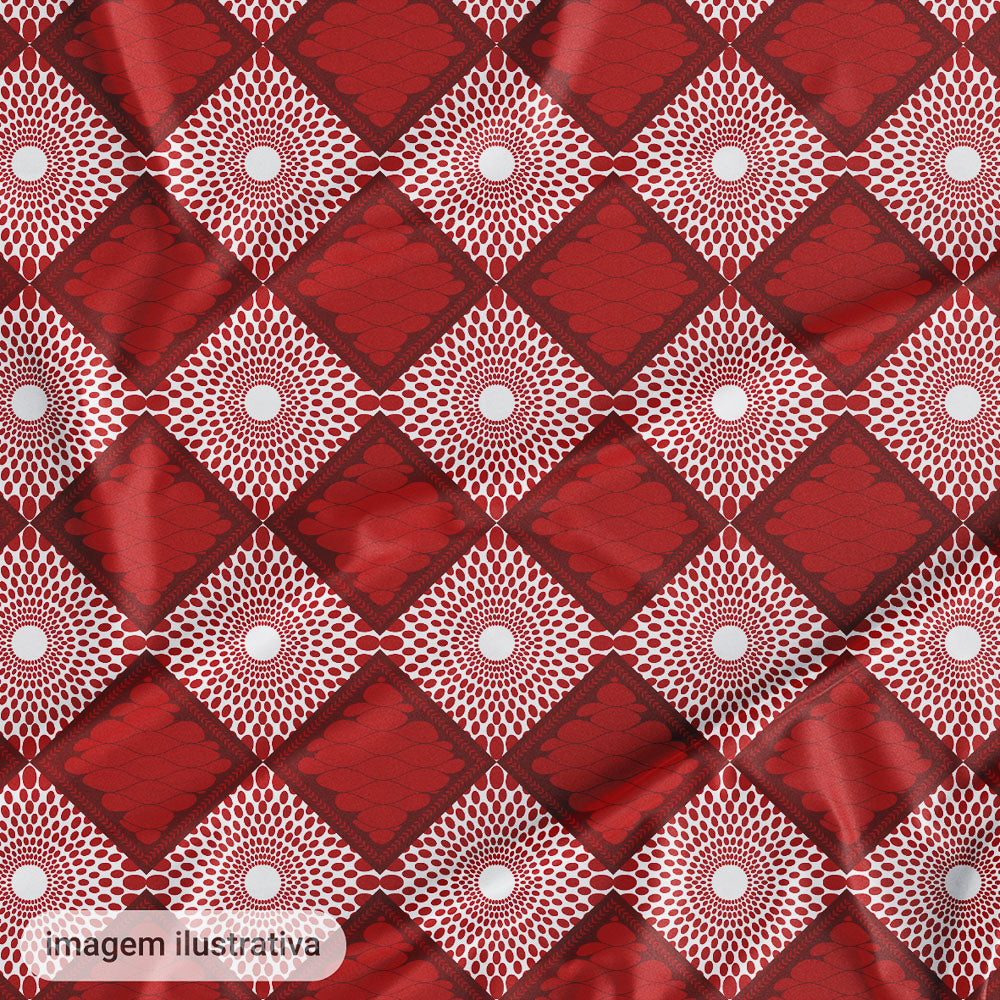Oxford Digital Mosaico Branco e Vermelho