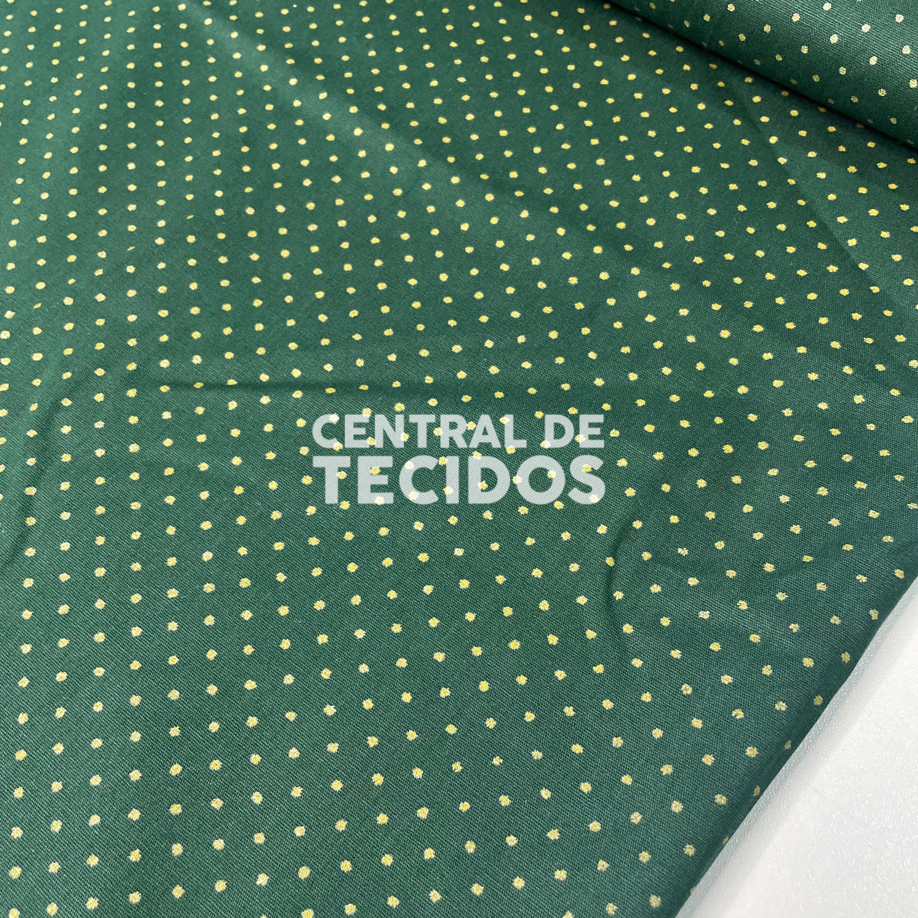 Tricoline Natalino Poás PP Dourado Fundo Verde