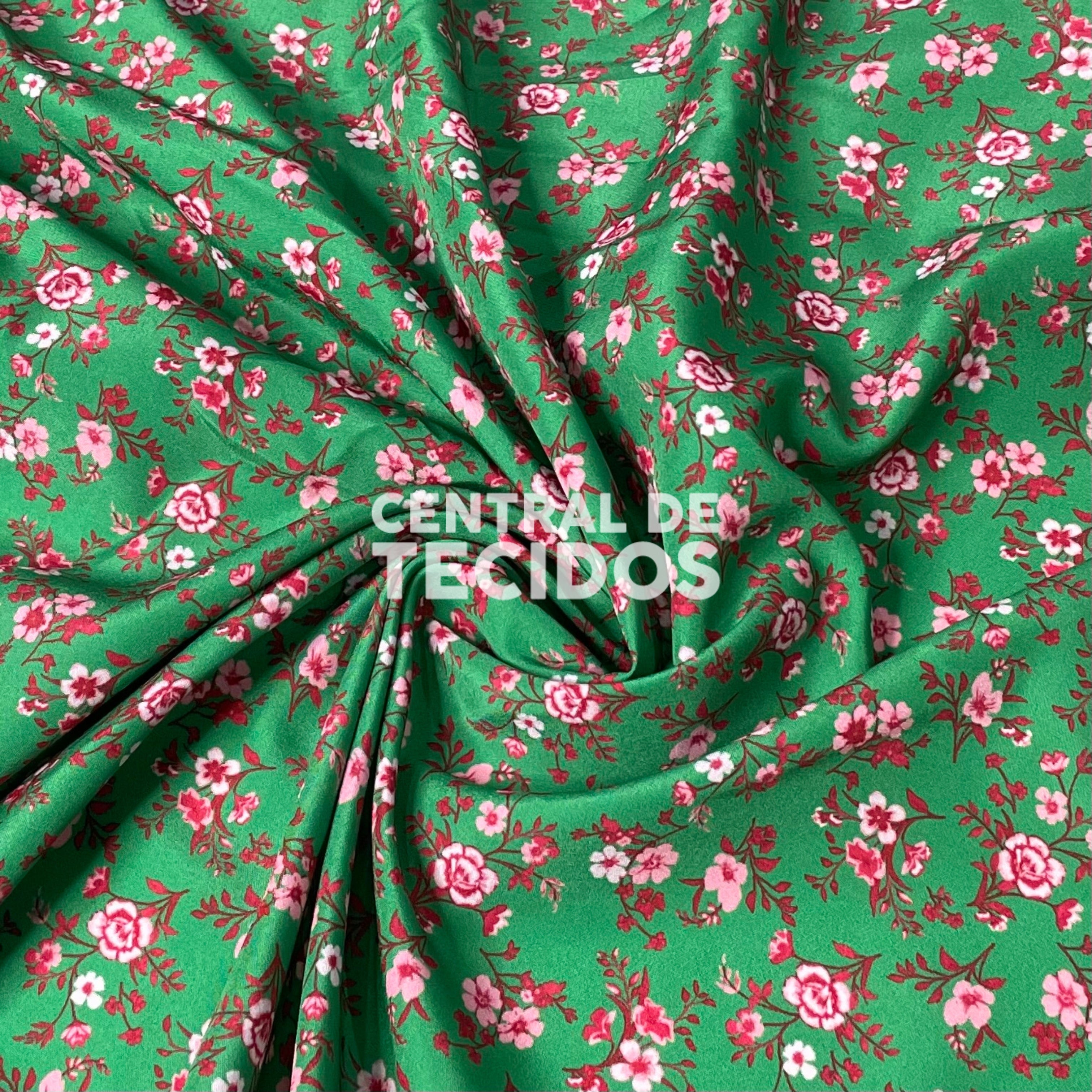 Microtel Digital Floral Rosa Fundo Verde