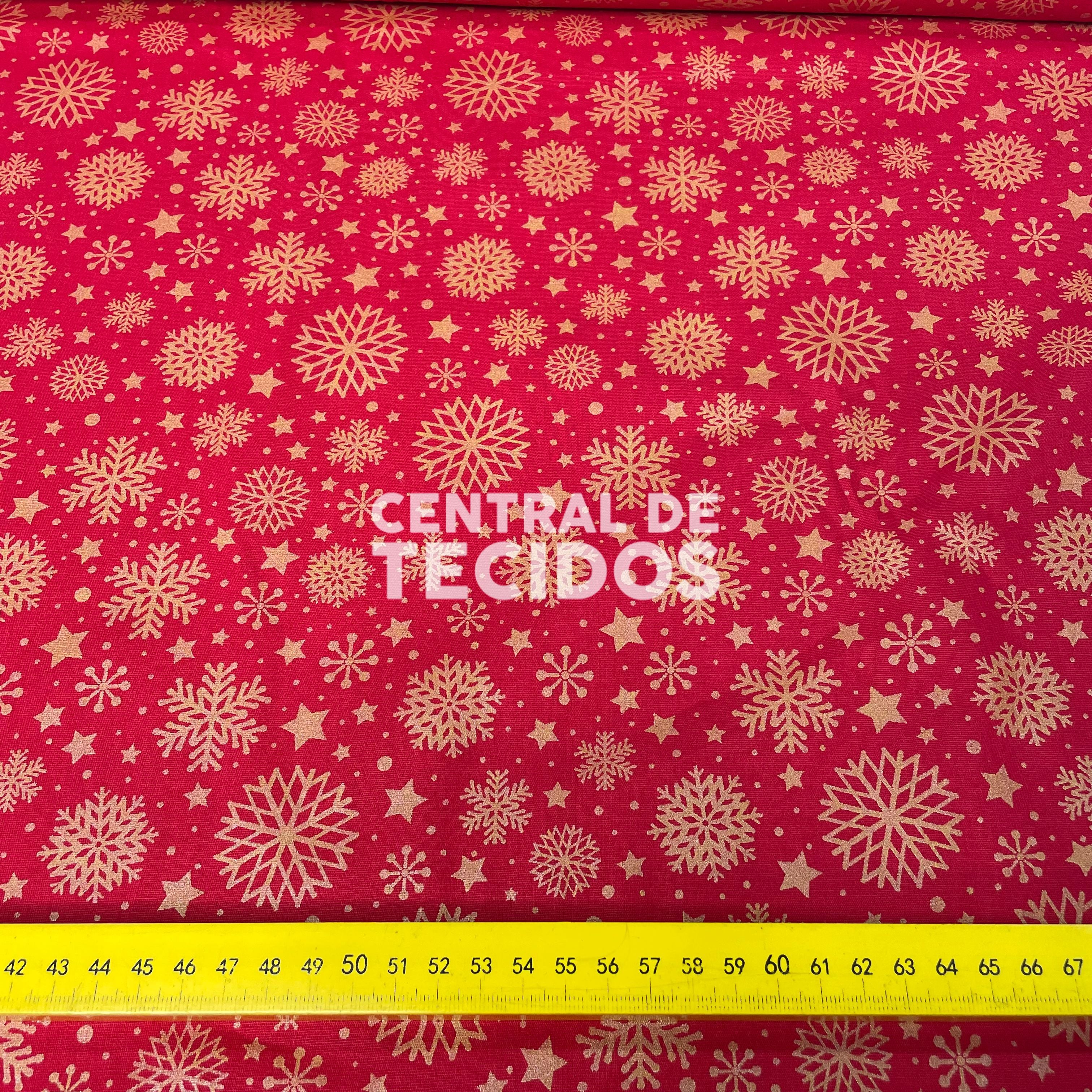 Tricoline Natalino Natal Celestial Dourado e Vermelho