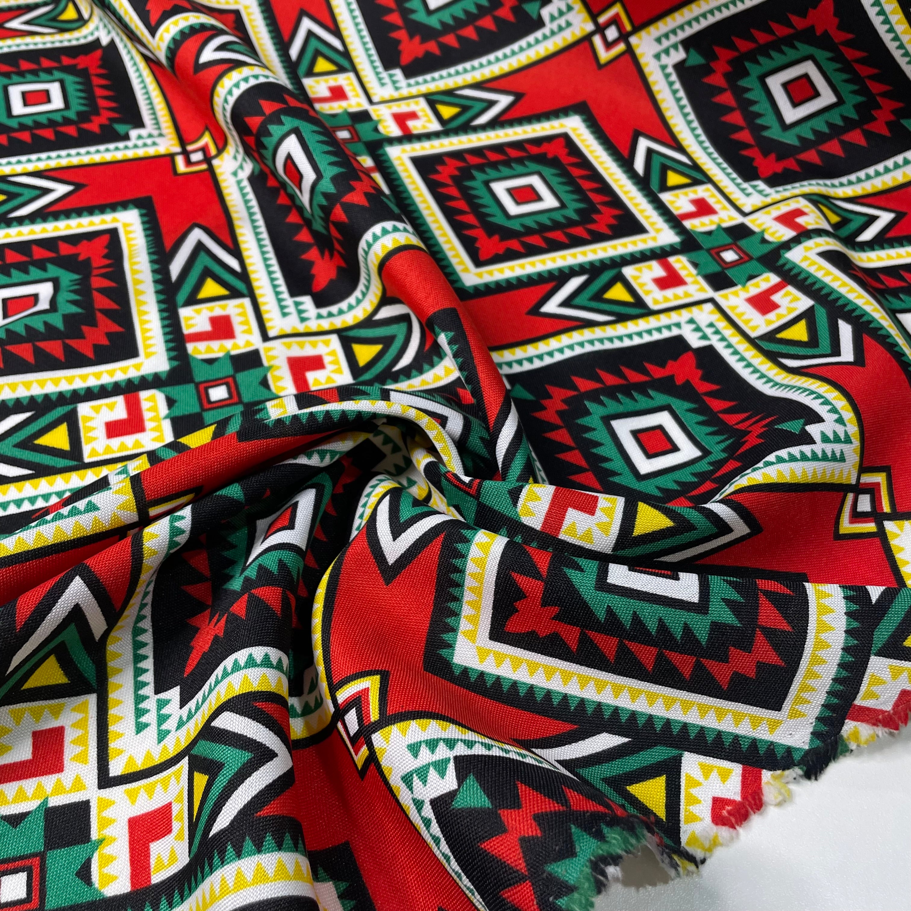 Oxford Étnico Mosaico Tribal Verde e Vermelho