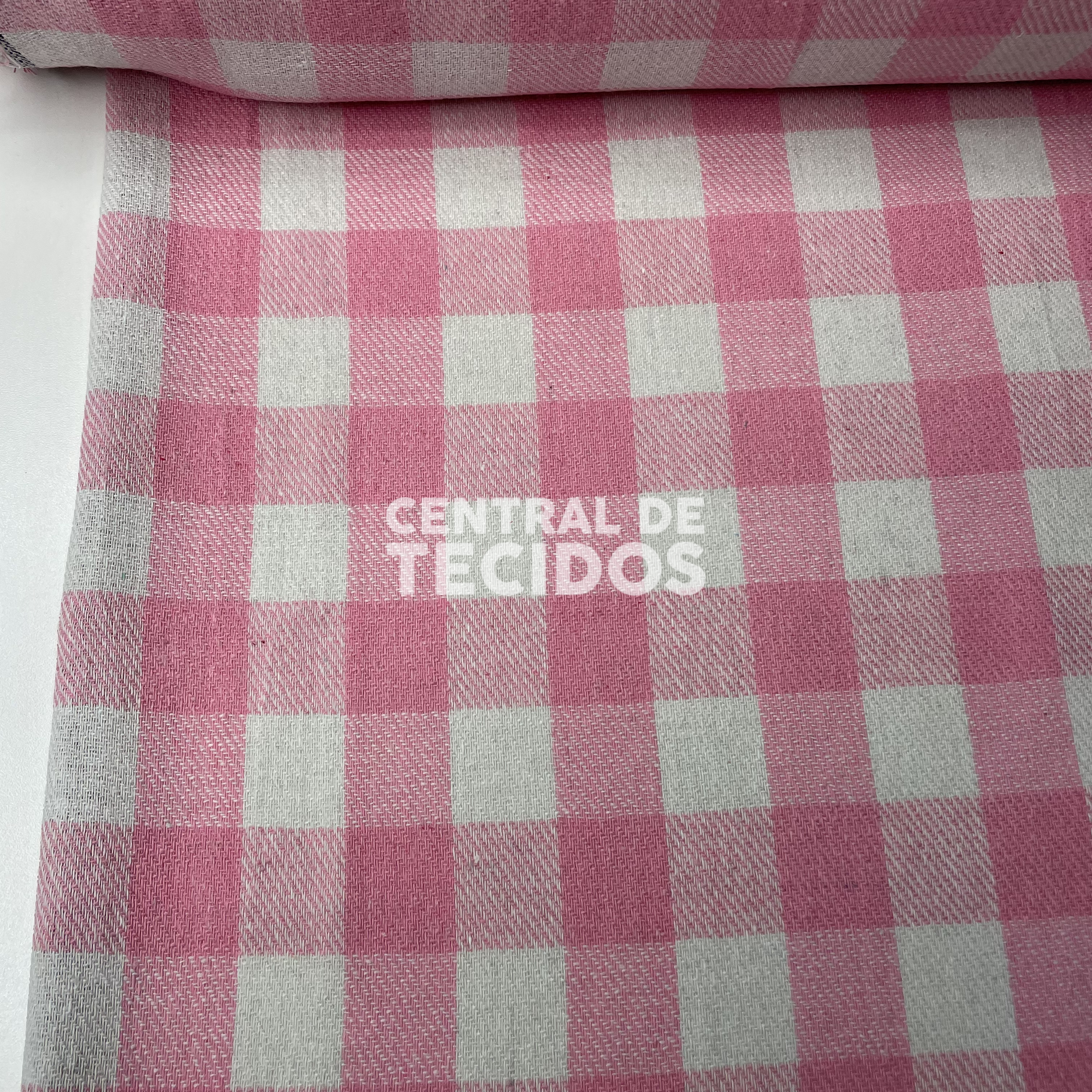 Flanela Felpada Rosa e Branco