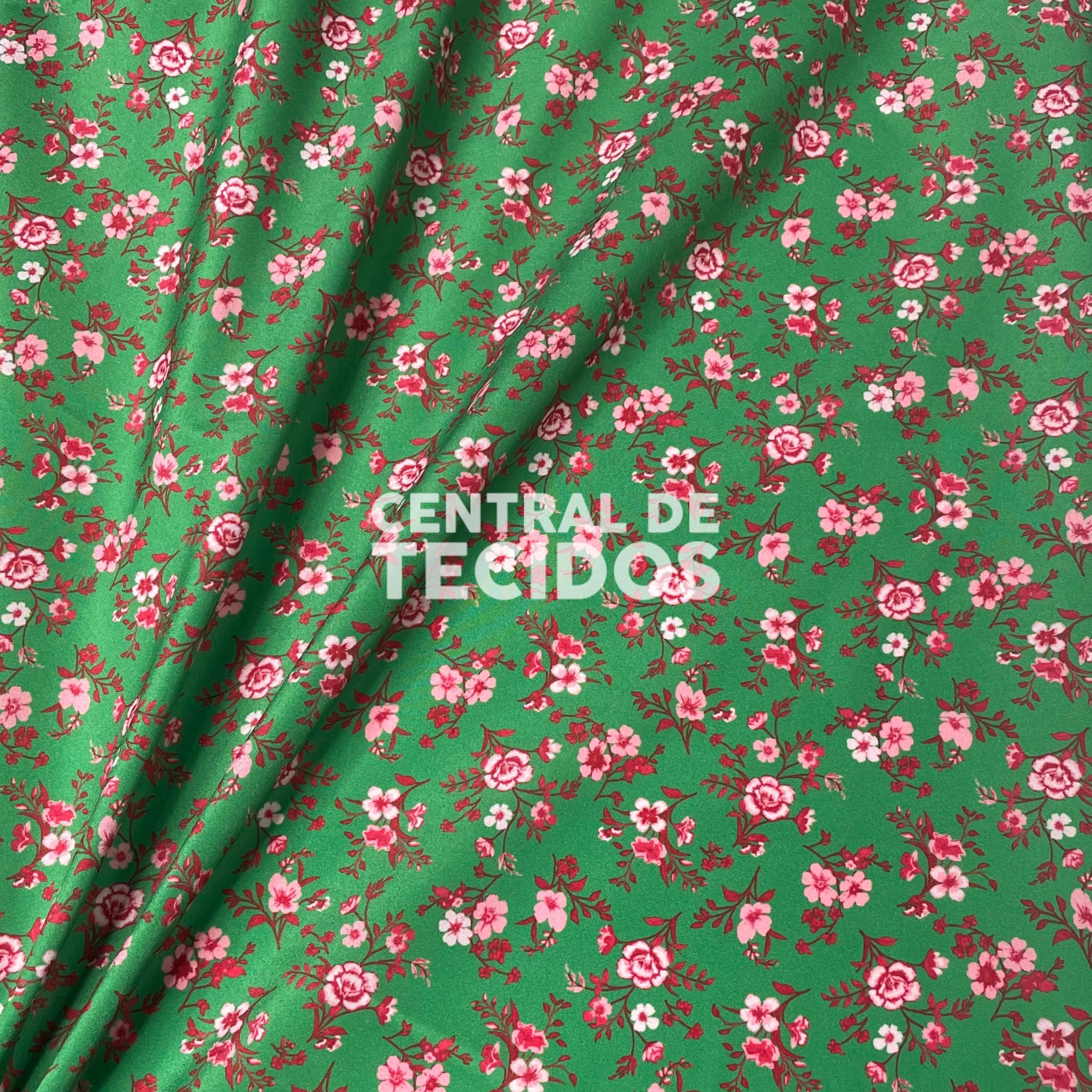 Microtel Digital Floral Rosa Fundo Verde