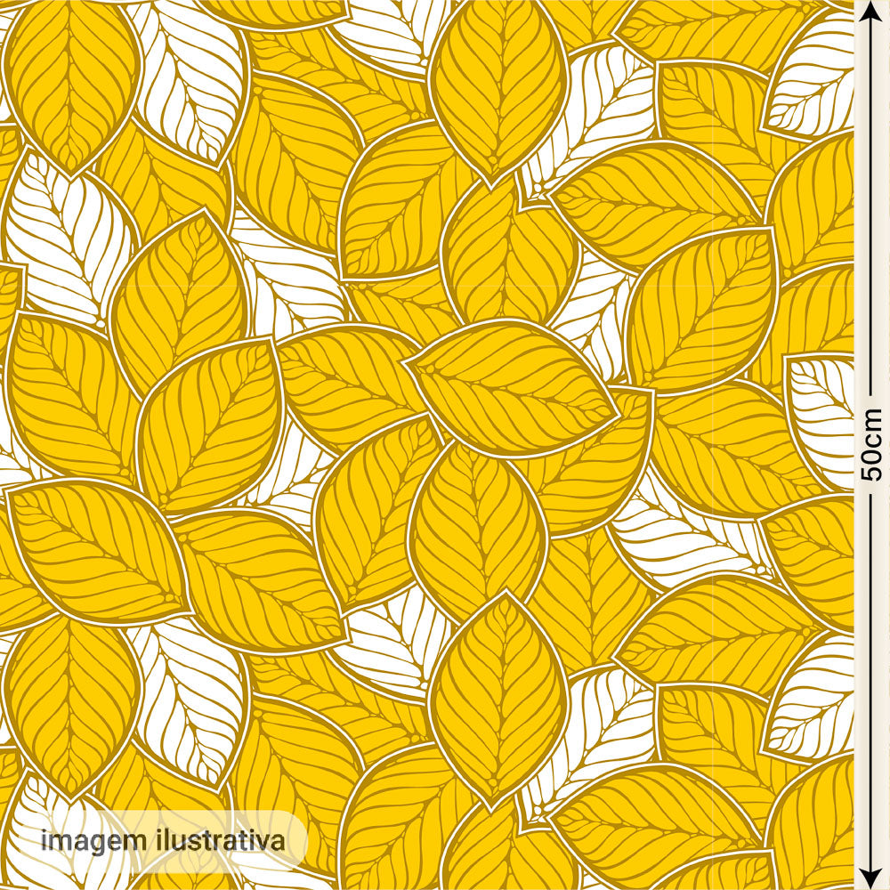 Oxford Digital Folhas Amarelo e Branco
