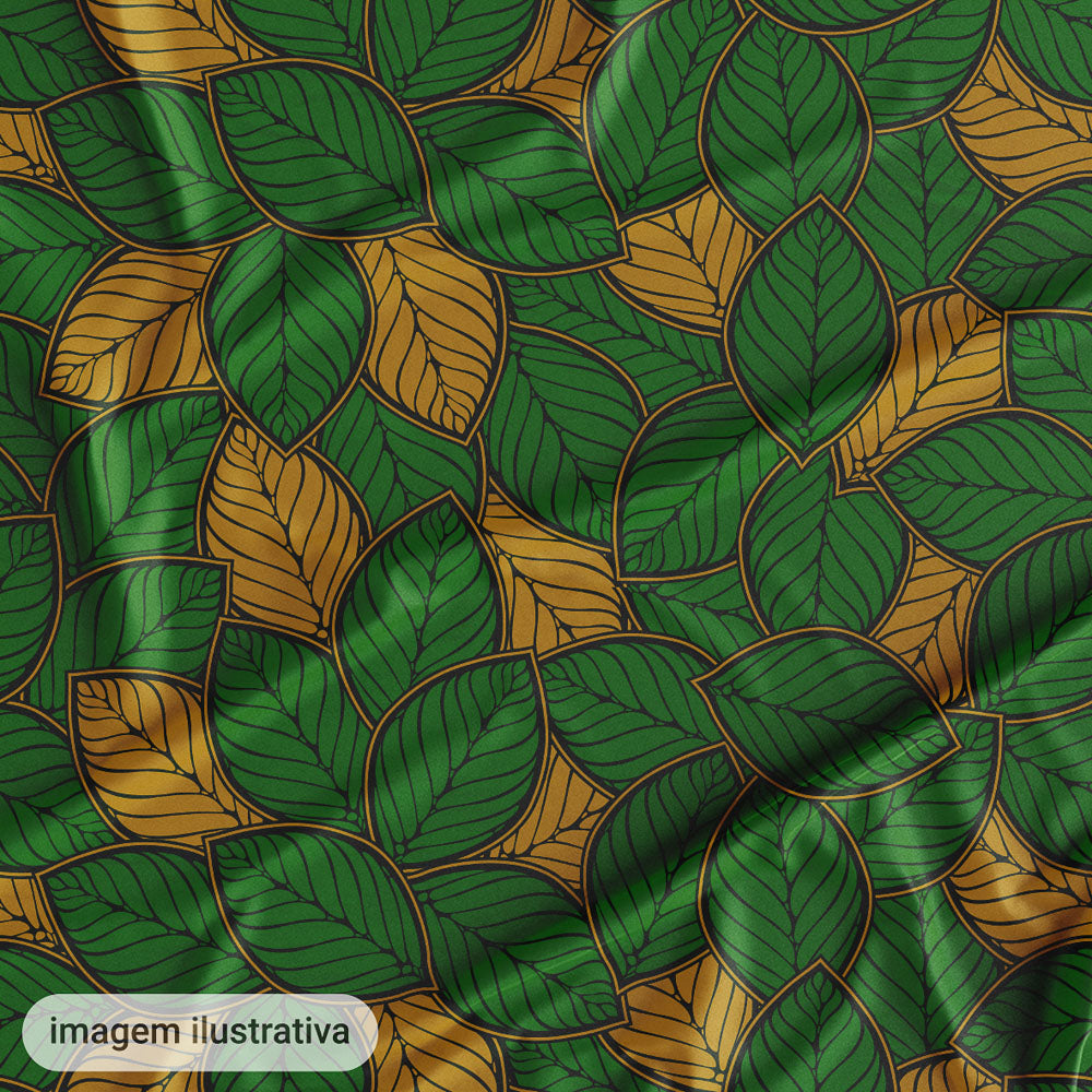 Oxford Digital Folhagem Verde e Amarelo