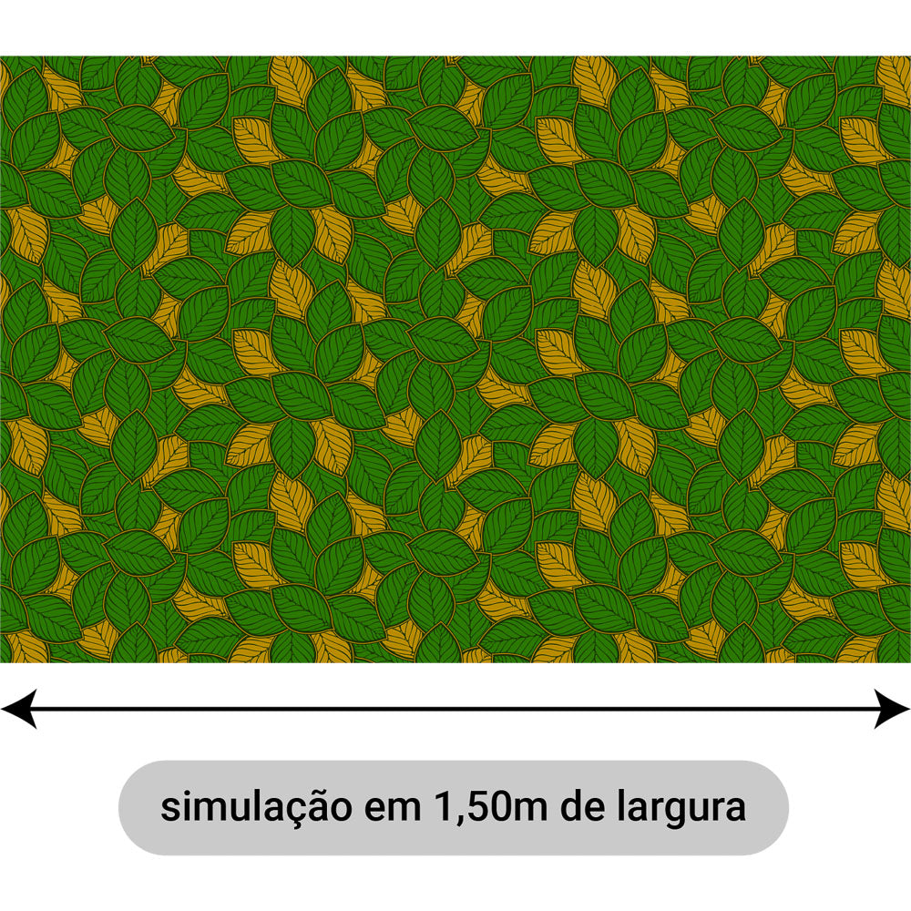 Oxford Digital Folhagem Verde e Amarelo