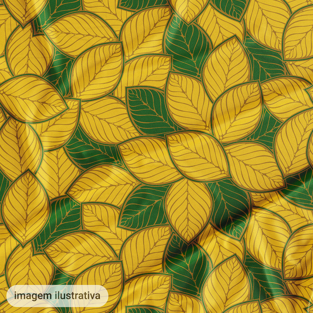 Oxford Digital Folhagem Amarelo e Verde