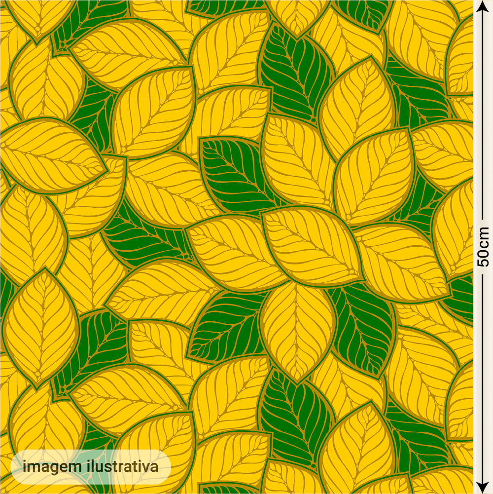 Oxford Digital Folhagem Amarelo e Verde