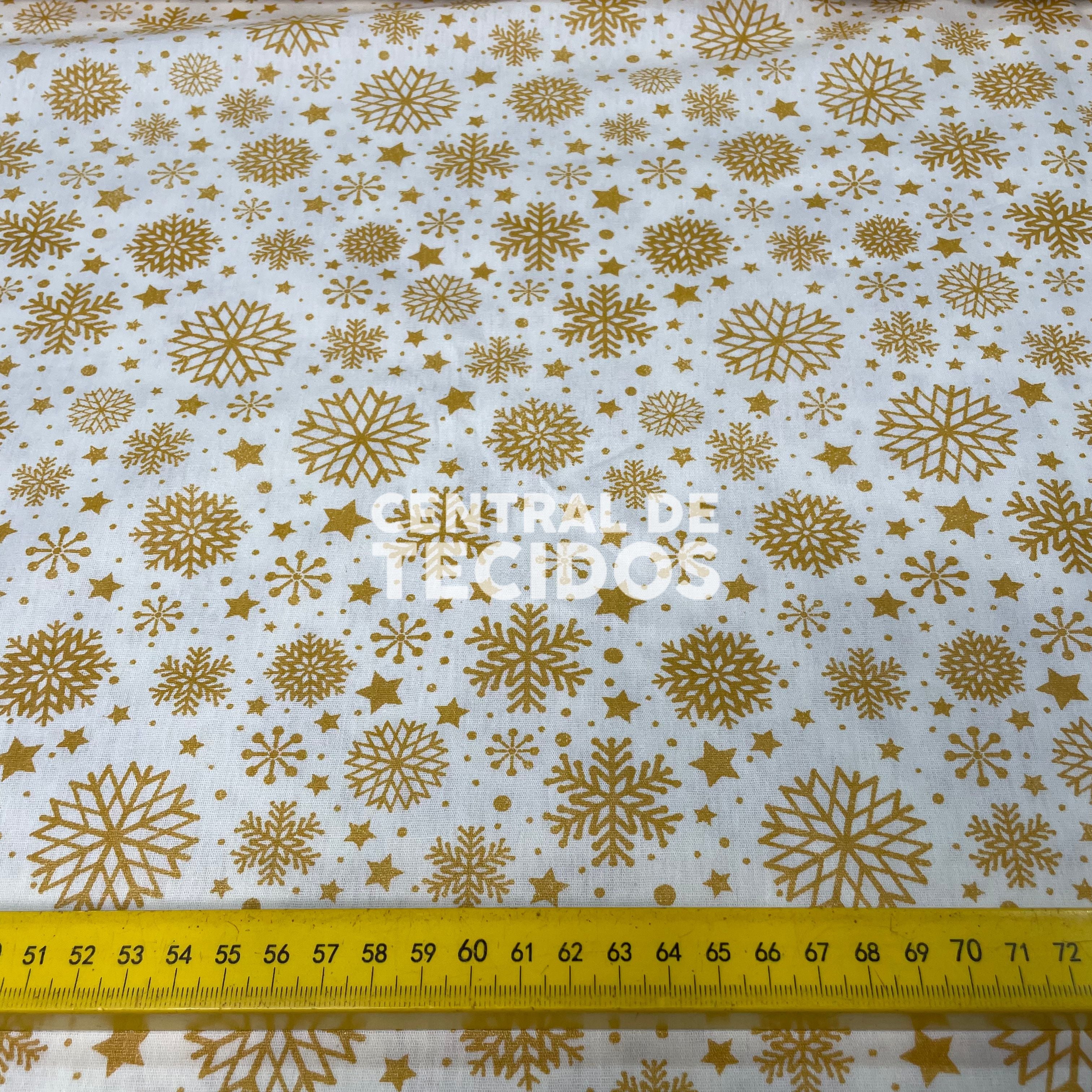 Tricoline Natalino Natal Celestial Dourado e Branco