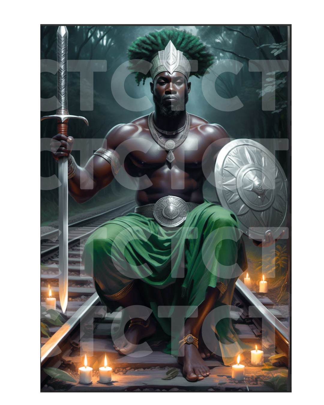 Painel Orixá Ogum Verde Escudo