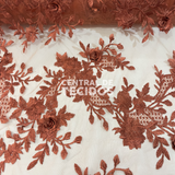 Tule Bordado London 3D Floral Terracota