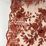 Tule Bordado London 3D Floral Terracota