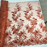 Tule Bordado London 3D Floral Terracota