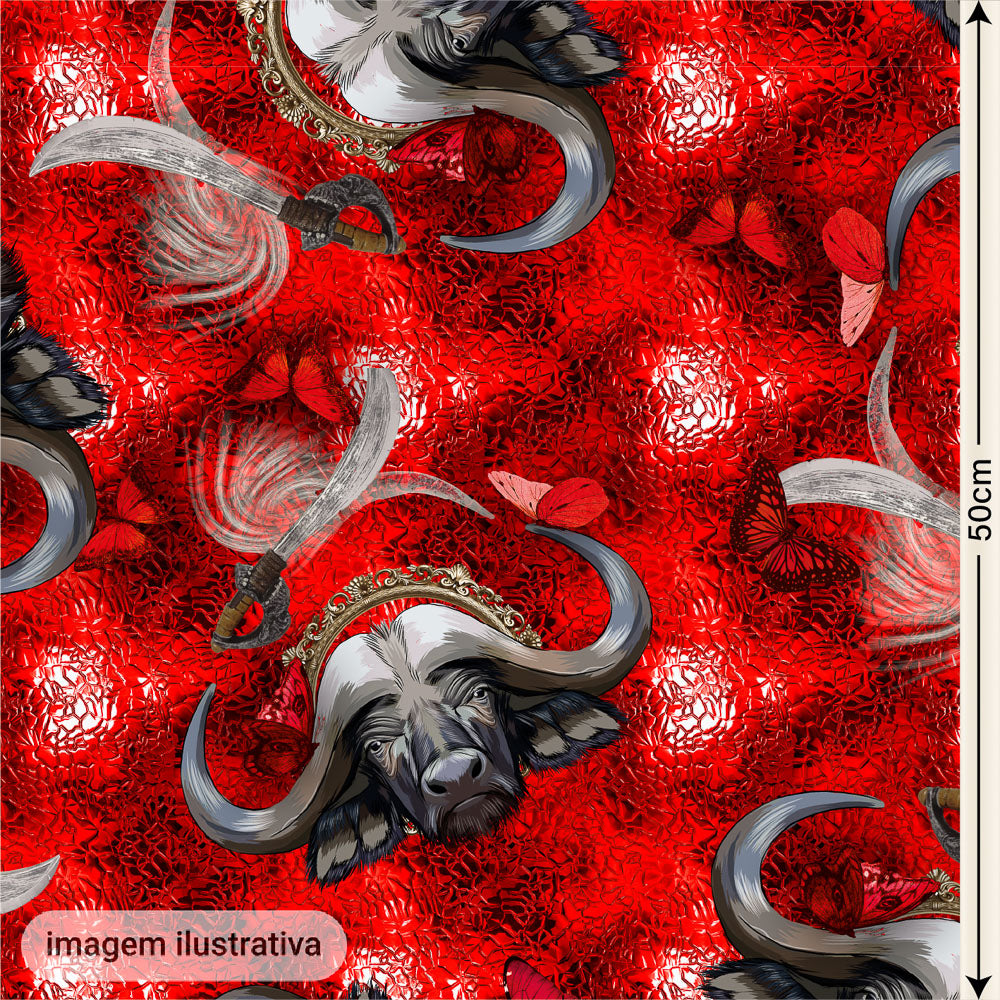 Oxford Digital Búfalos Preto Fundo Vermelho